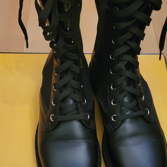 Fendi Black Leather Biker Boots with Fabric, size 7 - Picture 4 of 5